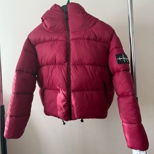 Calvin Klein Womens Boxy Hooded Puffer Jacket
